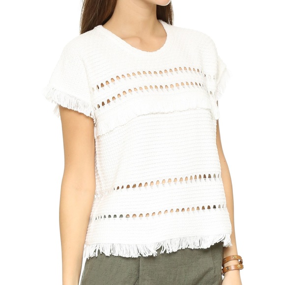 Madewell Short Sleeve Fringe Sweater S - Picture 2 of 6